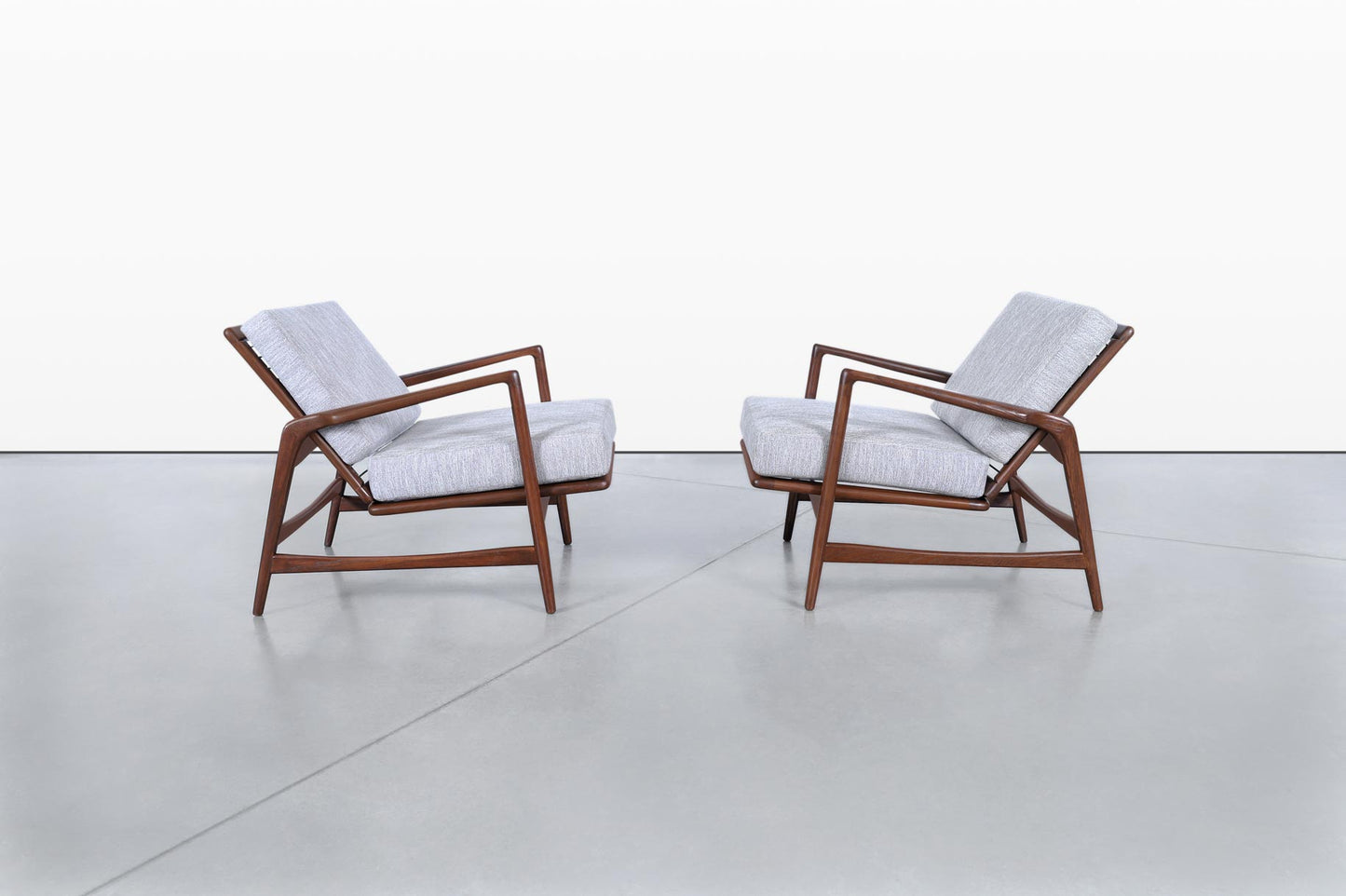 Mid-Century Walnut Reclining Lounge Chairs by Ib Kofod Larsen for Selig