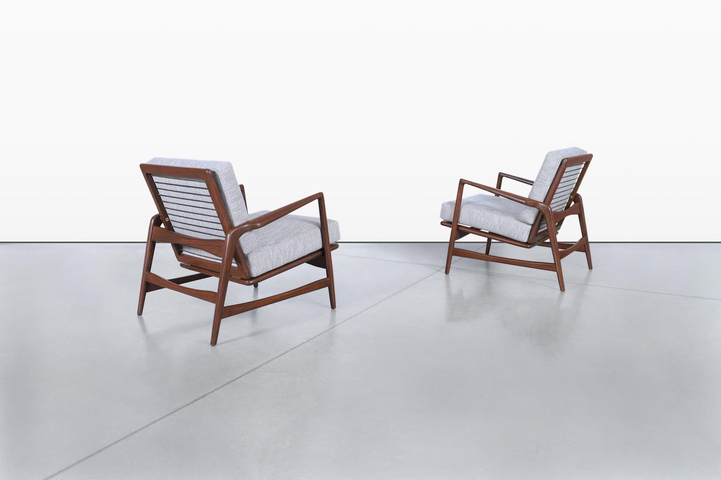 Mid-Century Walnut Reclining Lounge Chairs by Ib Kofod Larsen for Selig