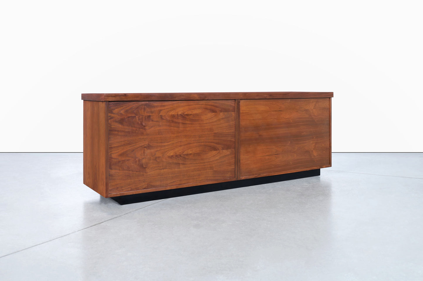 Milo Baughman Walnut Tambour Door Credenza for Glenn of California