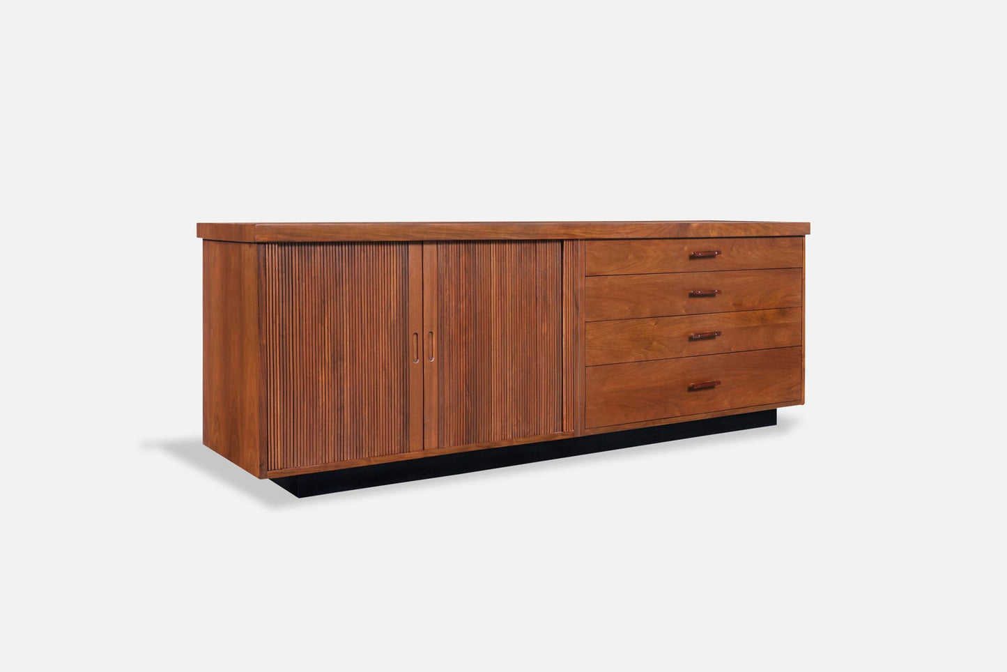 Milo Baughman Walnut Tambour Door Credenza for Glenn of California