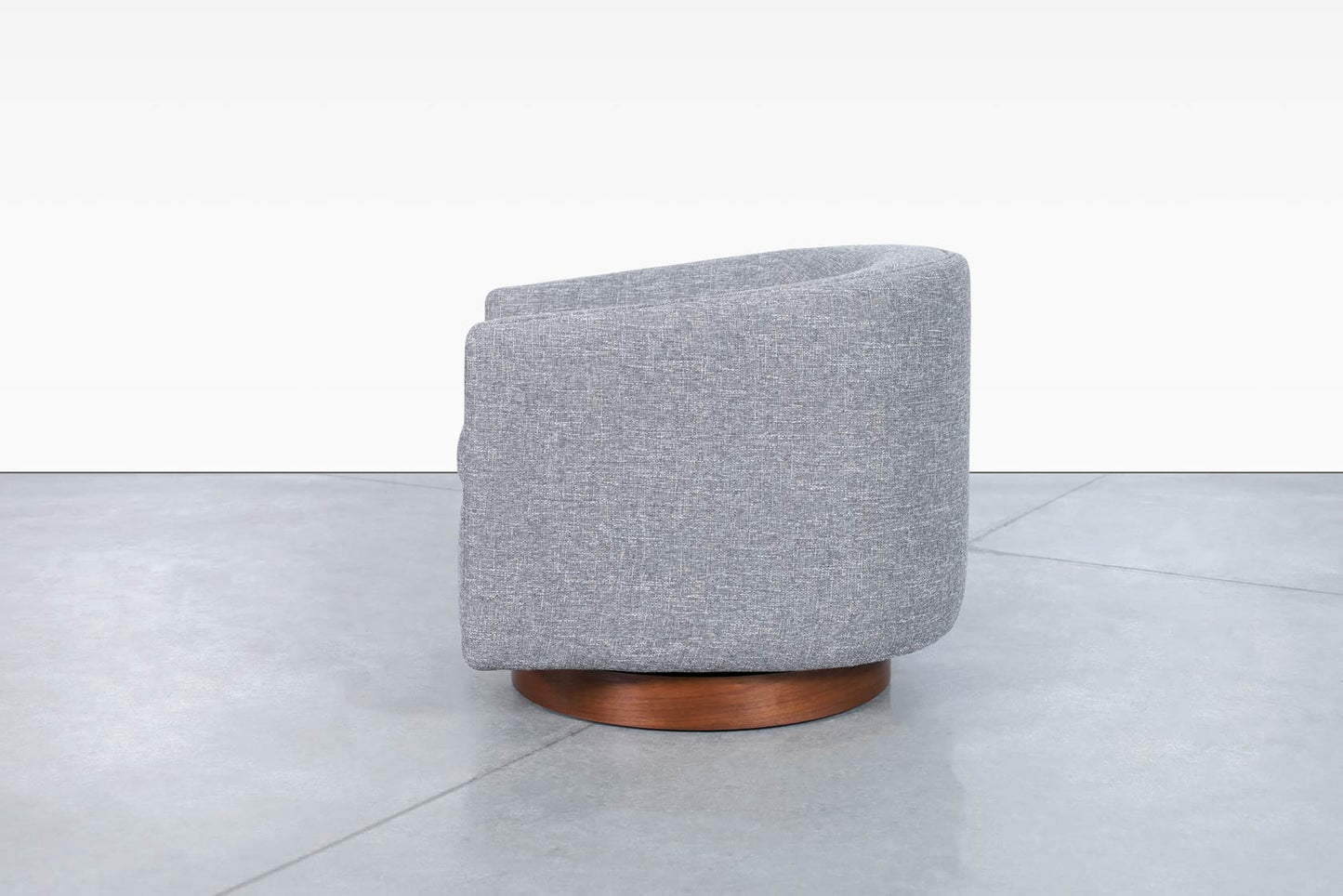 Mid-Century Walnut "Barrel" Swivel Lounge Chairs by Directional