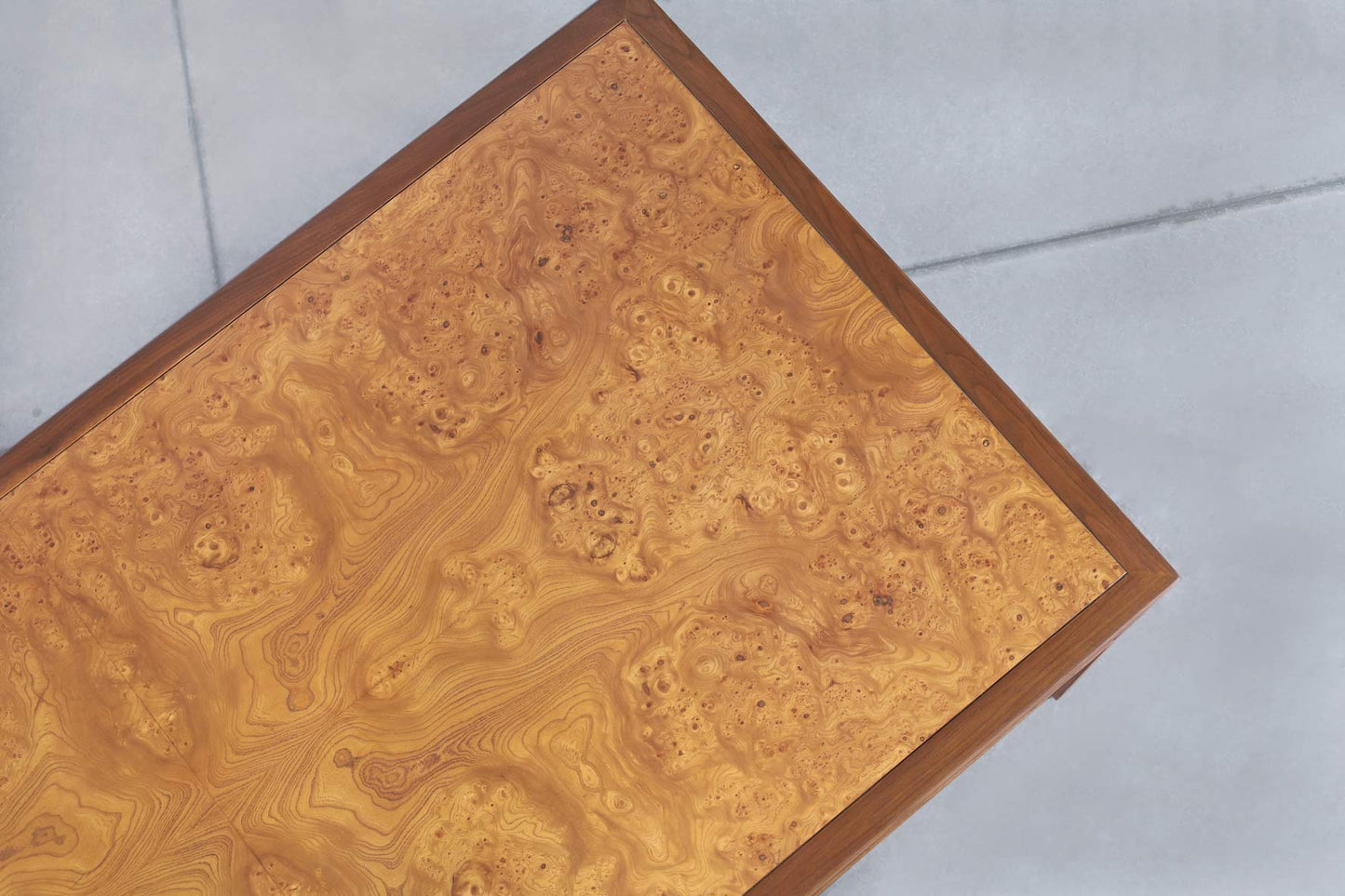 Mid-Century Walnut and Burl Wood Executive Desk by Stow Davis