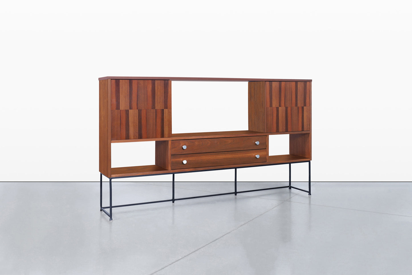 Mid-Century Modern Walnut and Rosewood Display Cabinet by Stanley