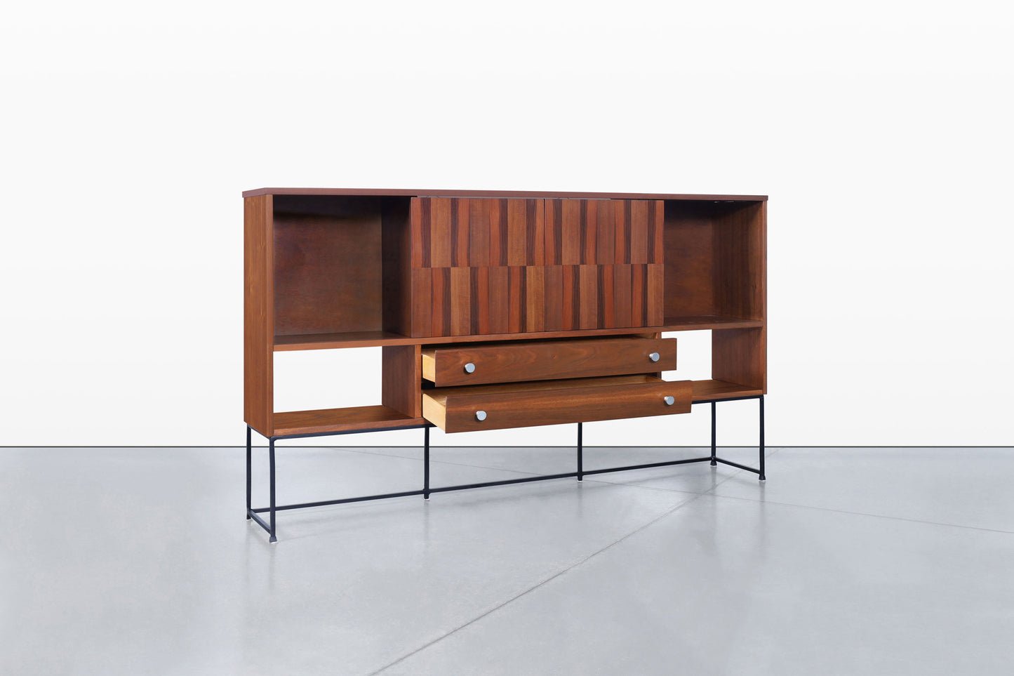 Mid-Century Modern Walnut and Rosewood Display Cabinet by Stanley