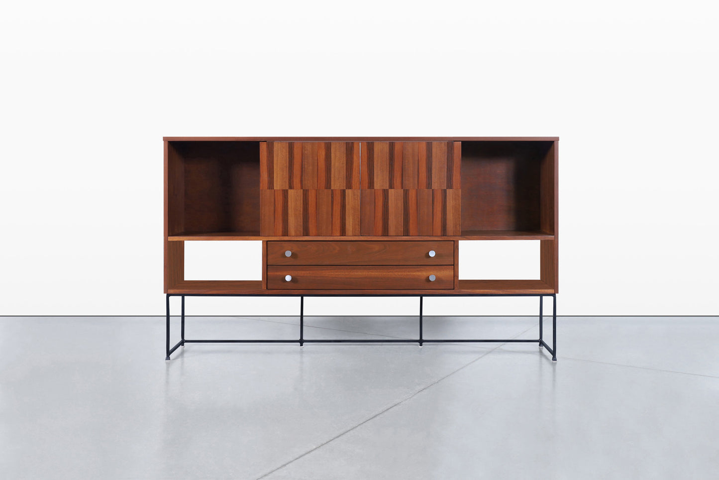 Mid-Century Modern Walnut and Rosewood Display Cabinet by Stanley