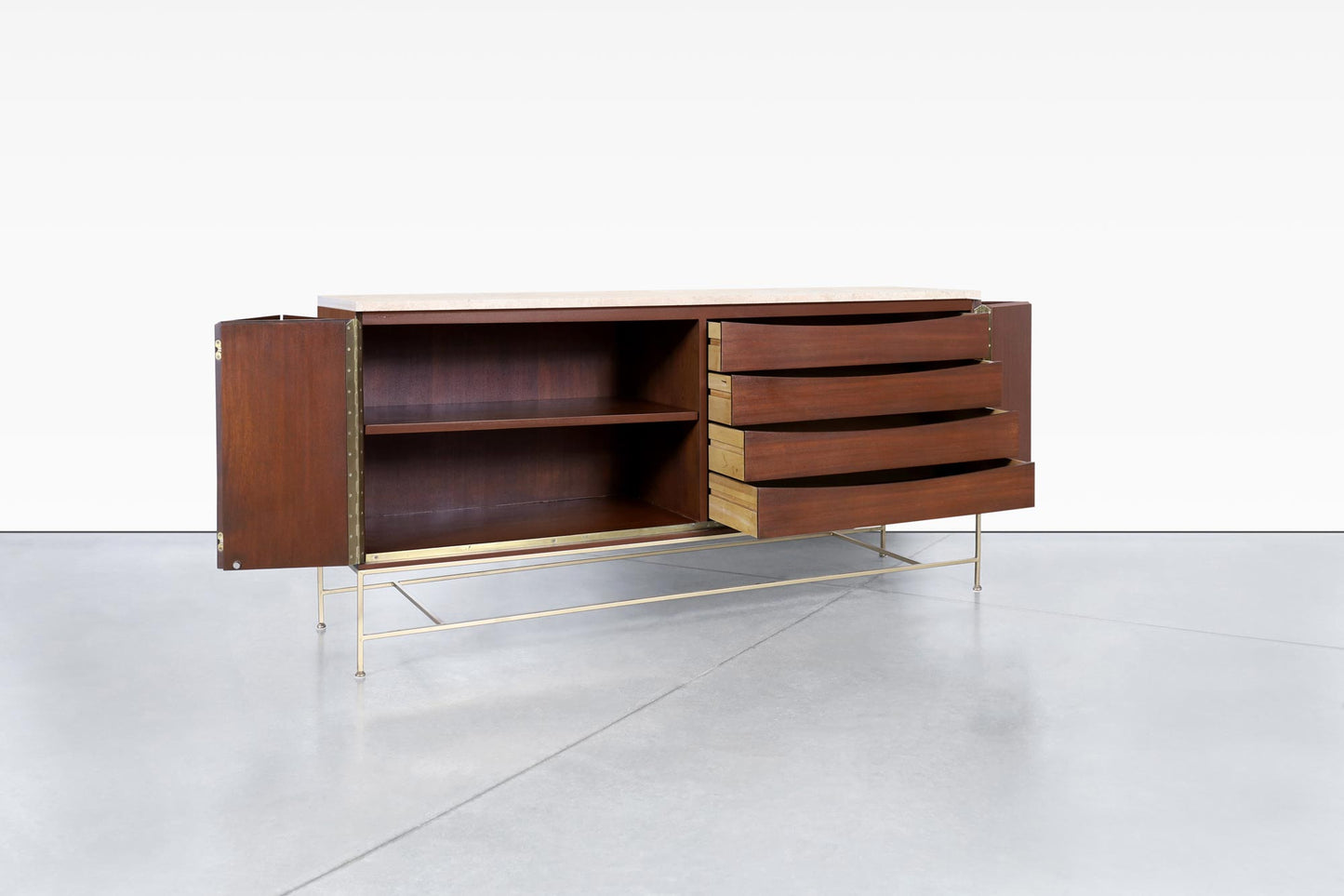 Mid-Century "Irwin Collection" Travertine Credenza by Paul McCobb