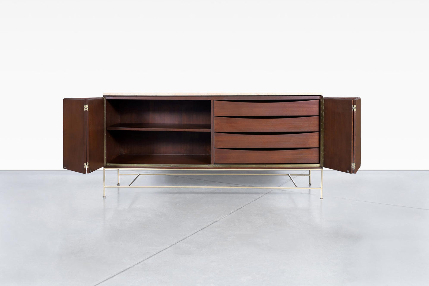 Mid-Century "Irwin Collection" Travertine Credenza by Paul McCobb