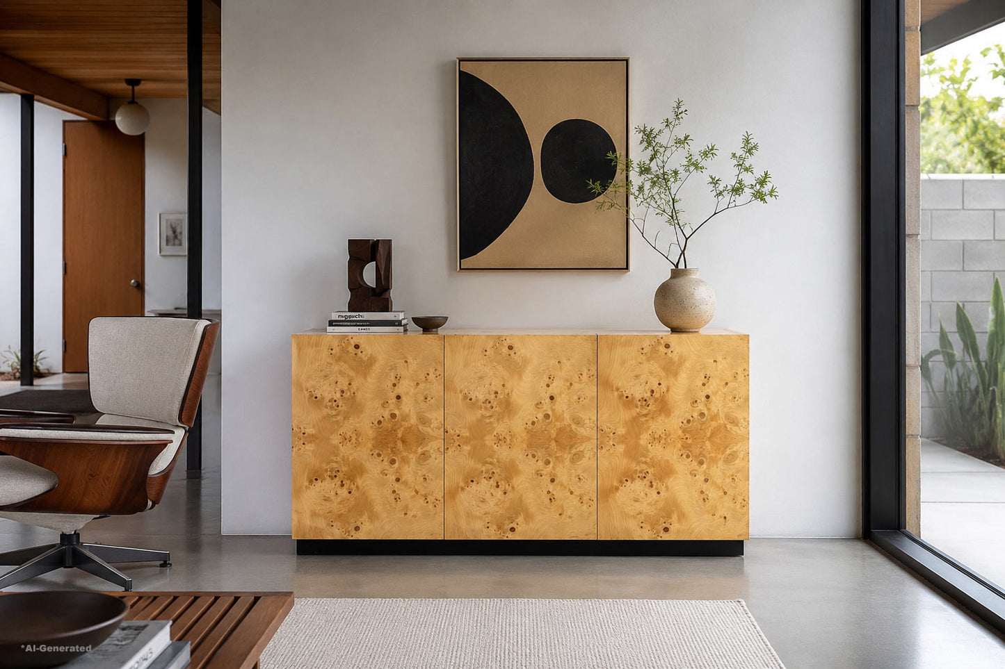 Mid-Century Modern Burl Wood Credenza by Arthur Umanoff for Dillingham
