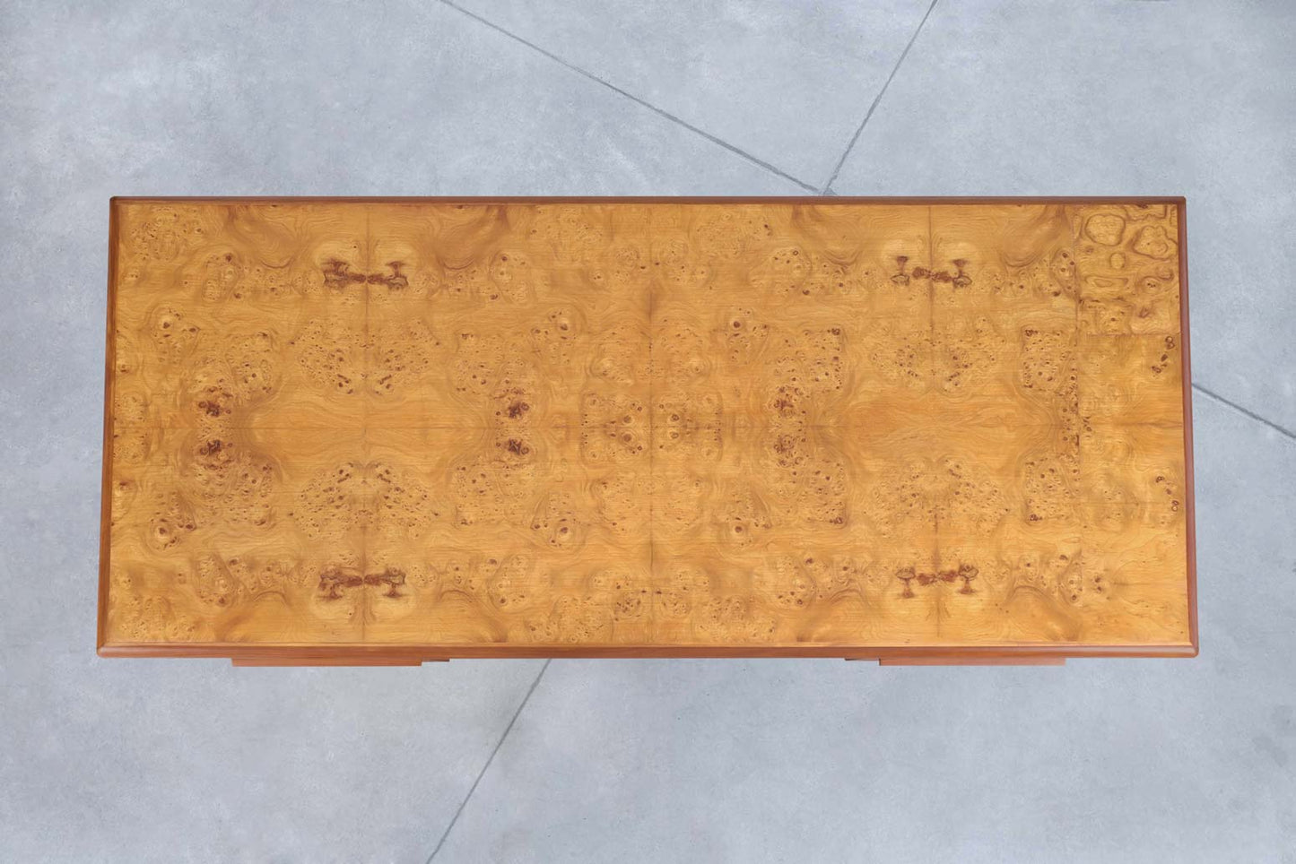 Mid-Century Modern Executive Burl Wood and Walnut Desk