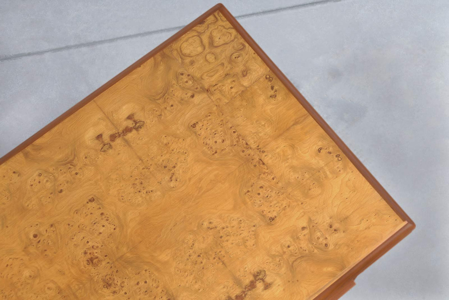 Mid-Century Modern Executive Burl Wood and Walnut Desk