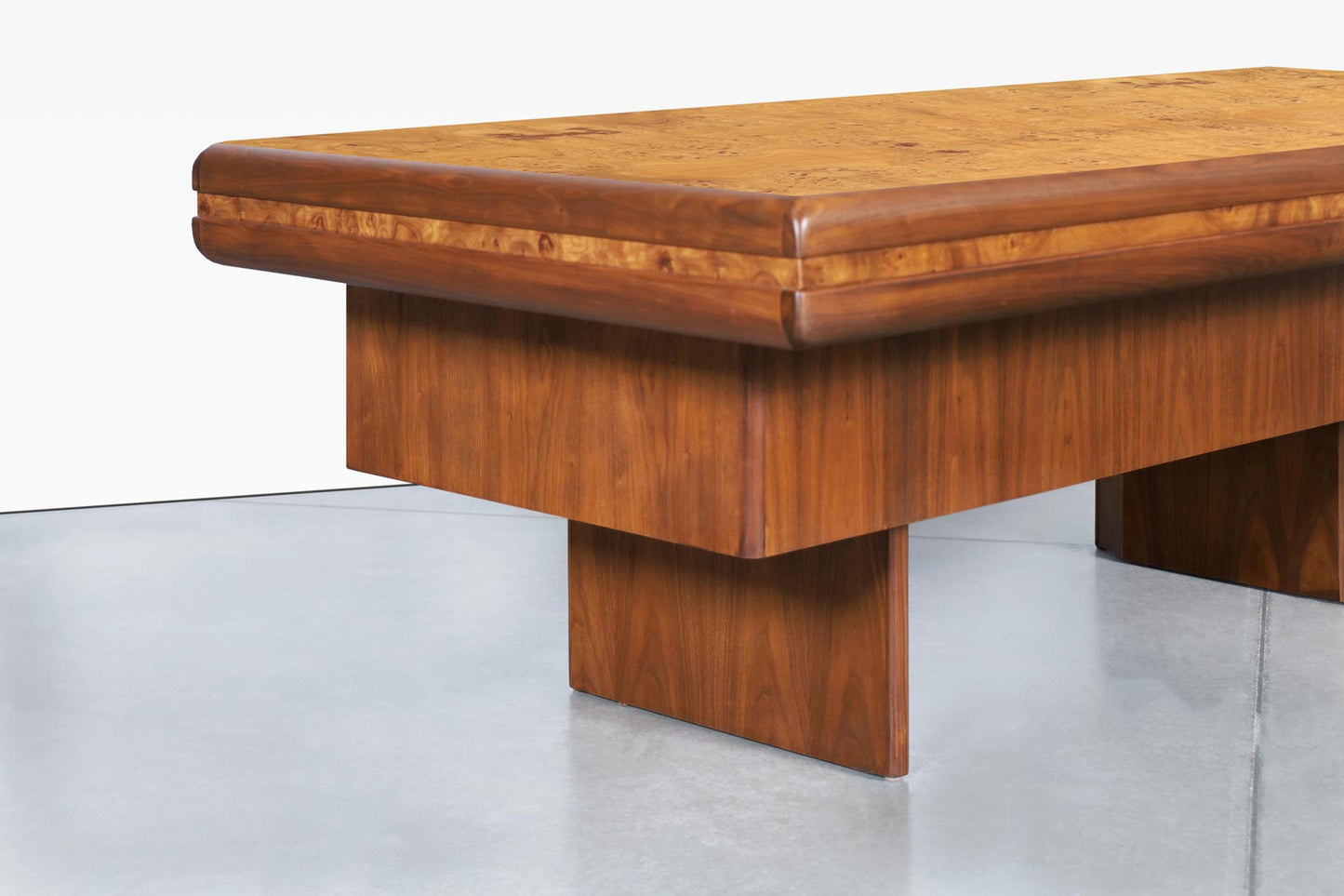 Mid-Century Modern Executive Burl Wood and Walnut Desk
