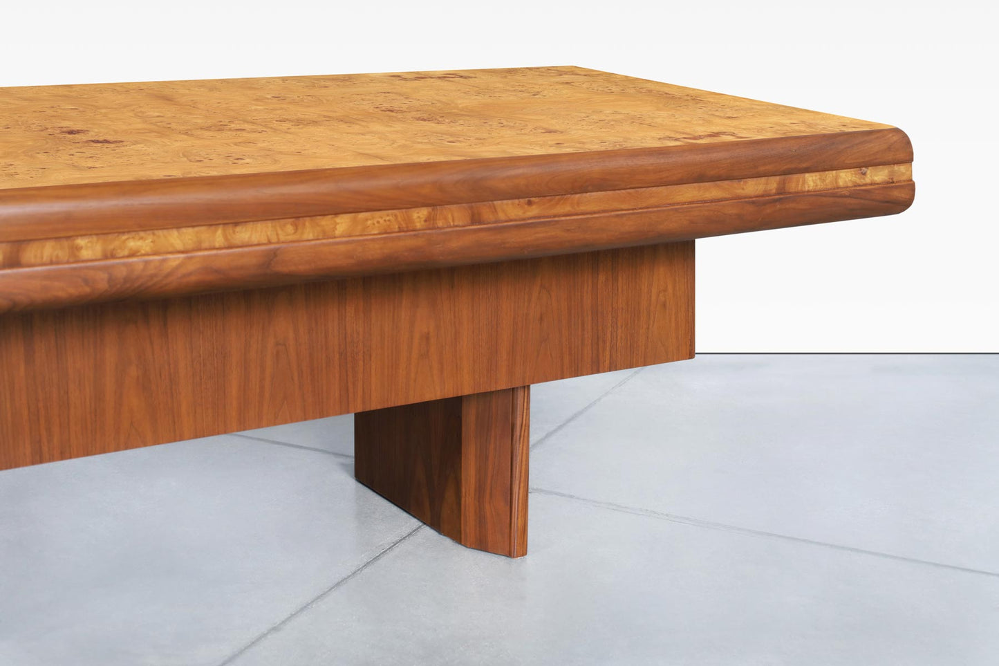 Mid-Century Modern Executive Burl Wood and Walnut Desk