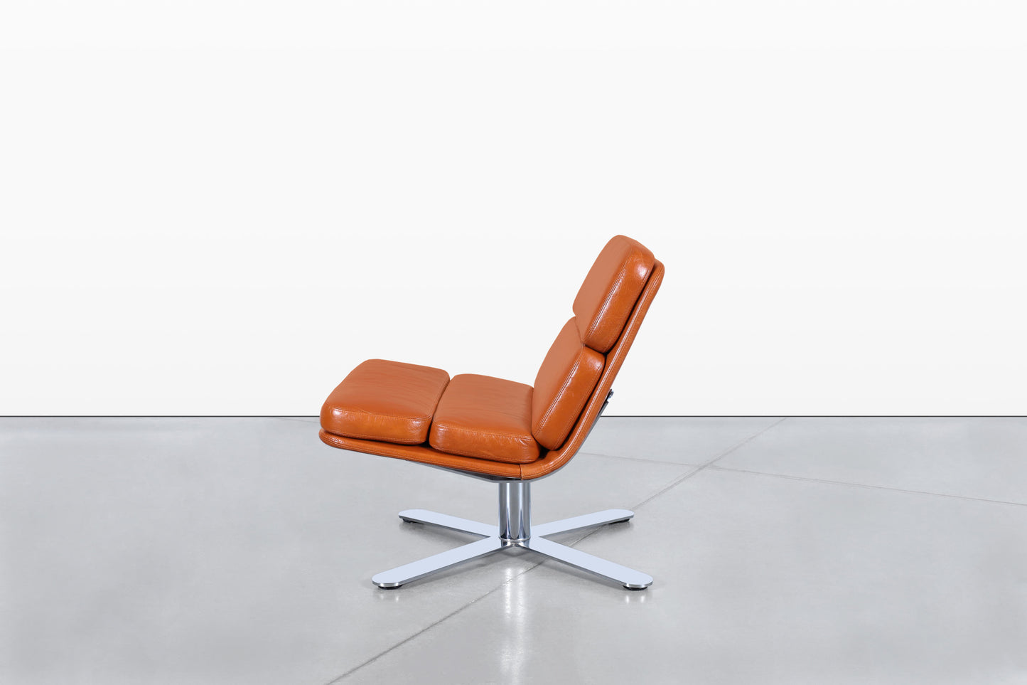 Mid-Century Modern Leather “Solo” Lounge Chairs by John Follis for Fortress