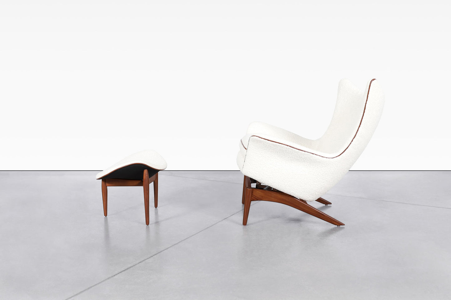 Mid-Century Reclining Lounge Chair and Ottoman by H.W. Klein for Bramin