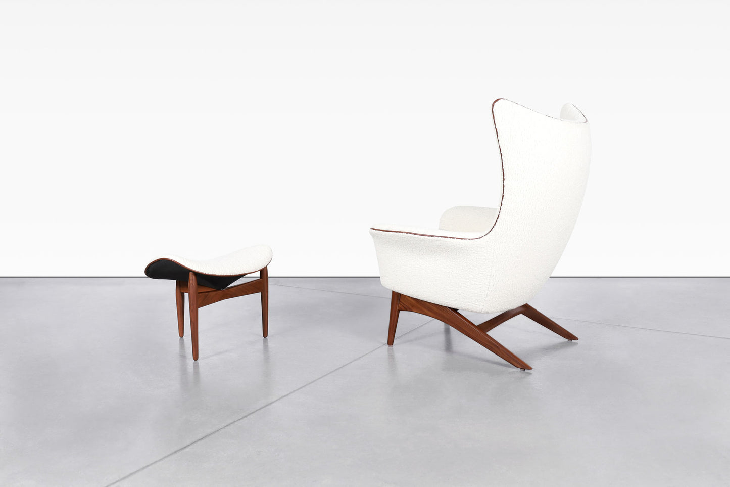 Mid-Century Reclining Lounge Chair and Ottoman by H.W. Klein for Bramin