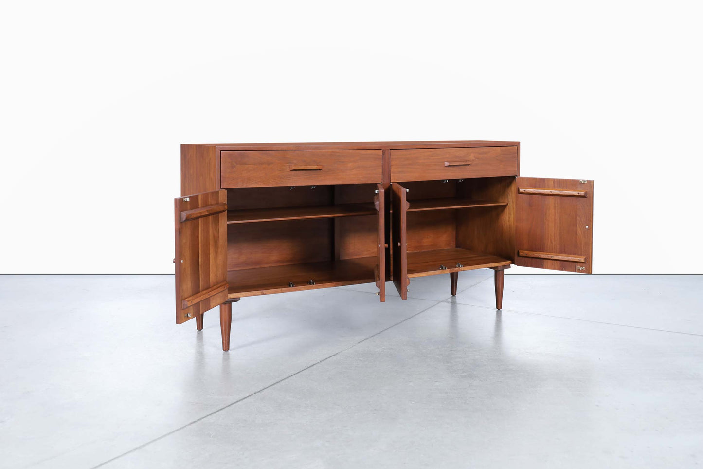 Mid-Century Modern Walnut Credenza by Ramseur Furniture