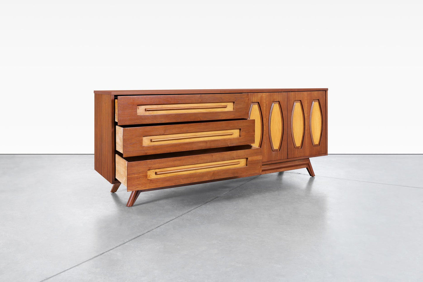 Mid-Century Modern Walnut Credenza by Young Mtg.