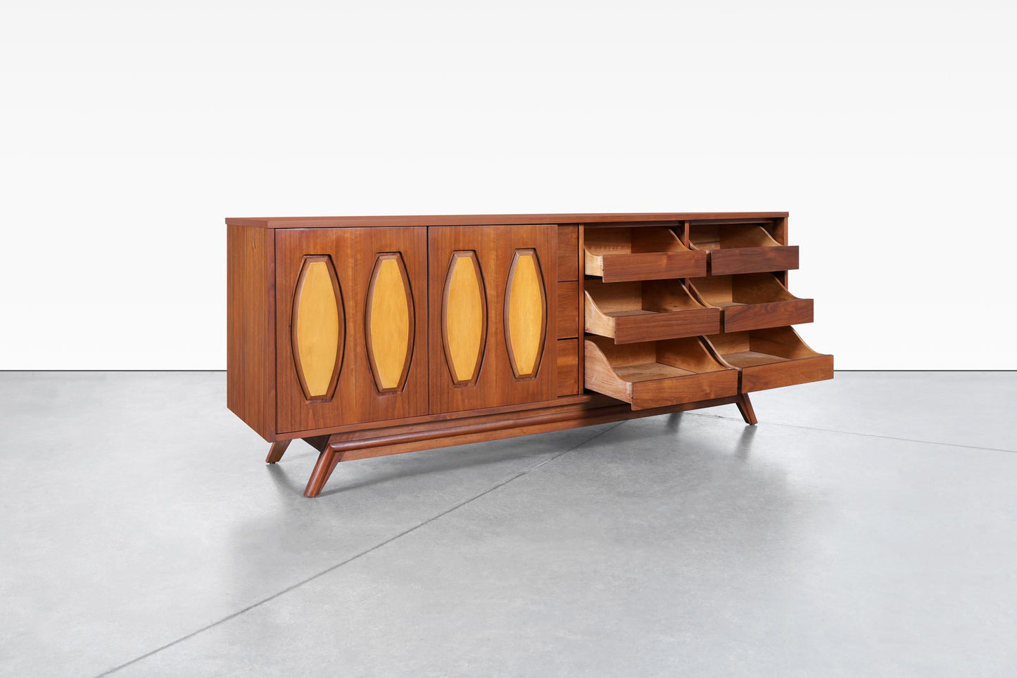 Mid-Century Modern Walnut Credenza by Young Mtg.