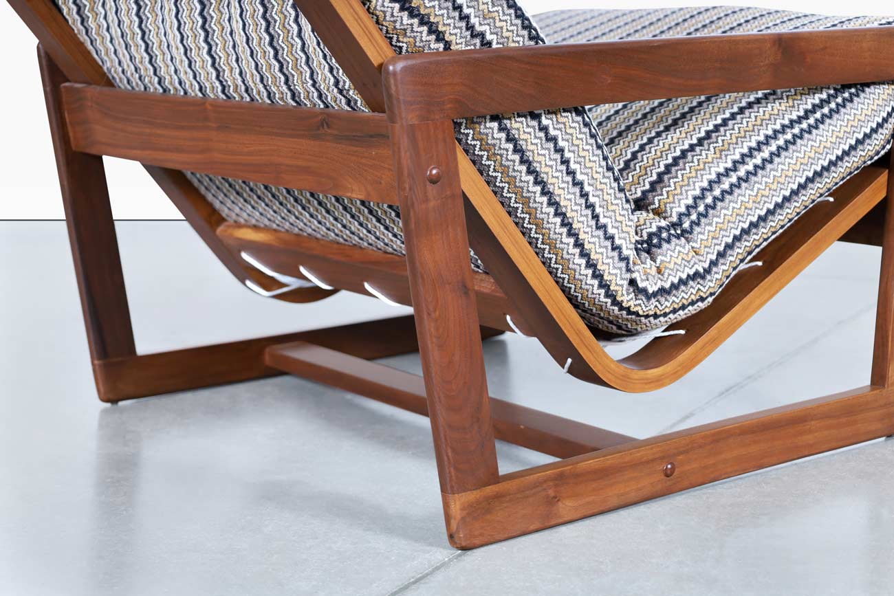 Mid-Century Modern Walnut Lounge Chair and Ottoman