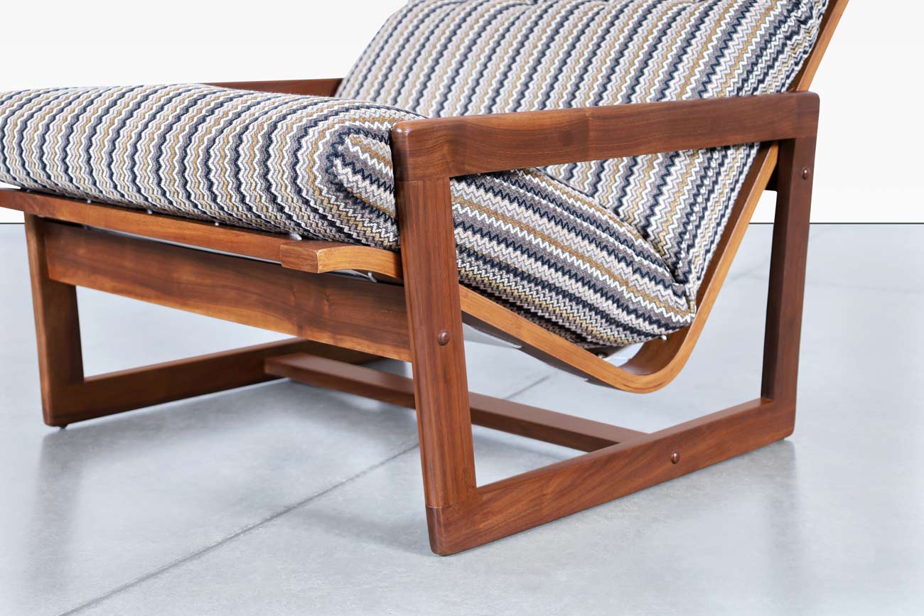 Mid-Century Modern Walnut Lounge Chair and Ottoman