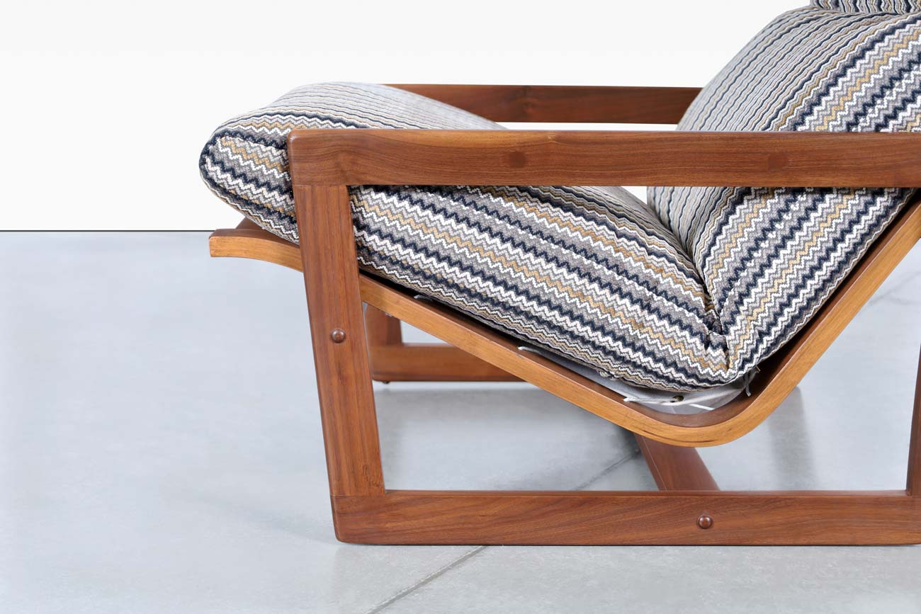 Mid-Century Modern Walnut Lounge Chair and Ottoman