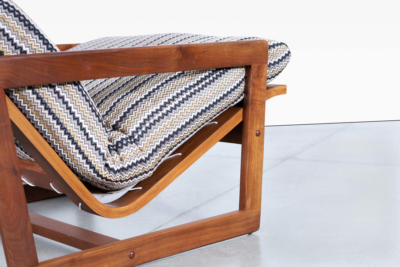 Mid-Century Modern Walnut Lounge Chair and Ottoman