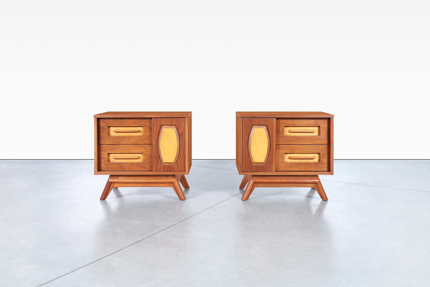 Mid-Century Modern Walnut Nightstands by Young Mfg.