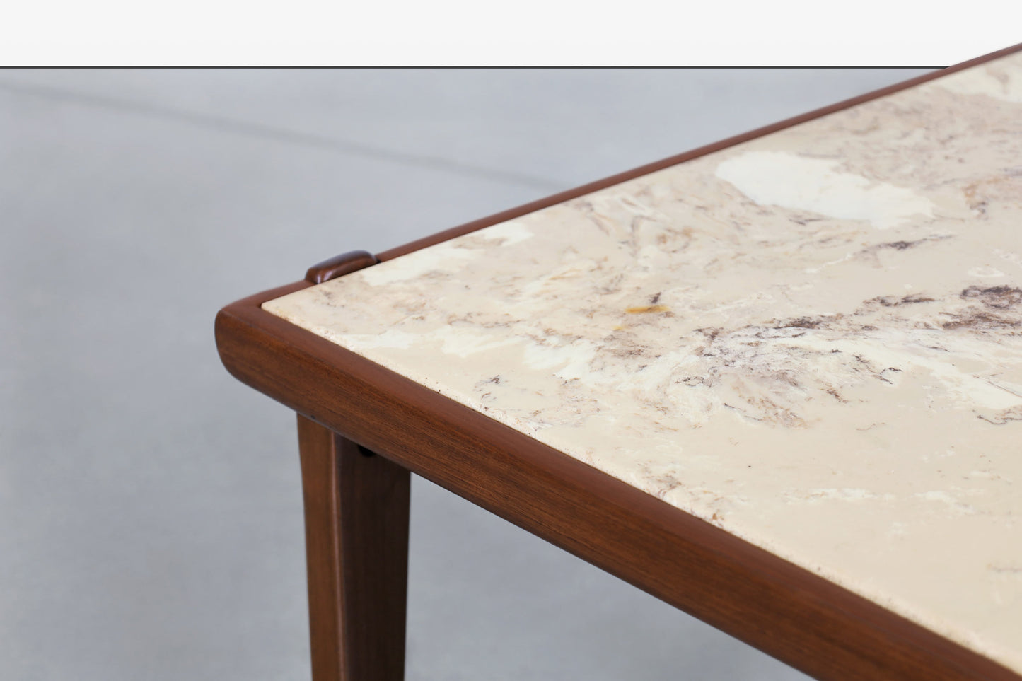 Mid-Century Modern Walnut and Faux Marble Side Tables