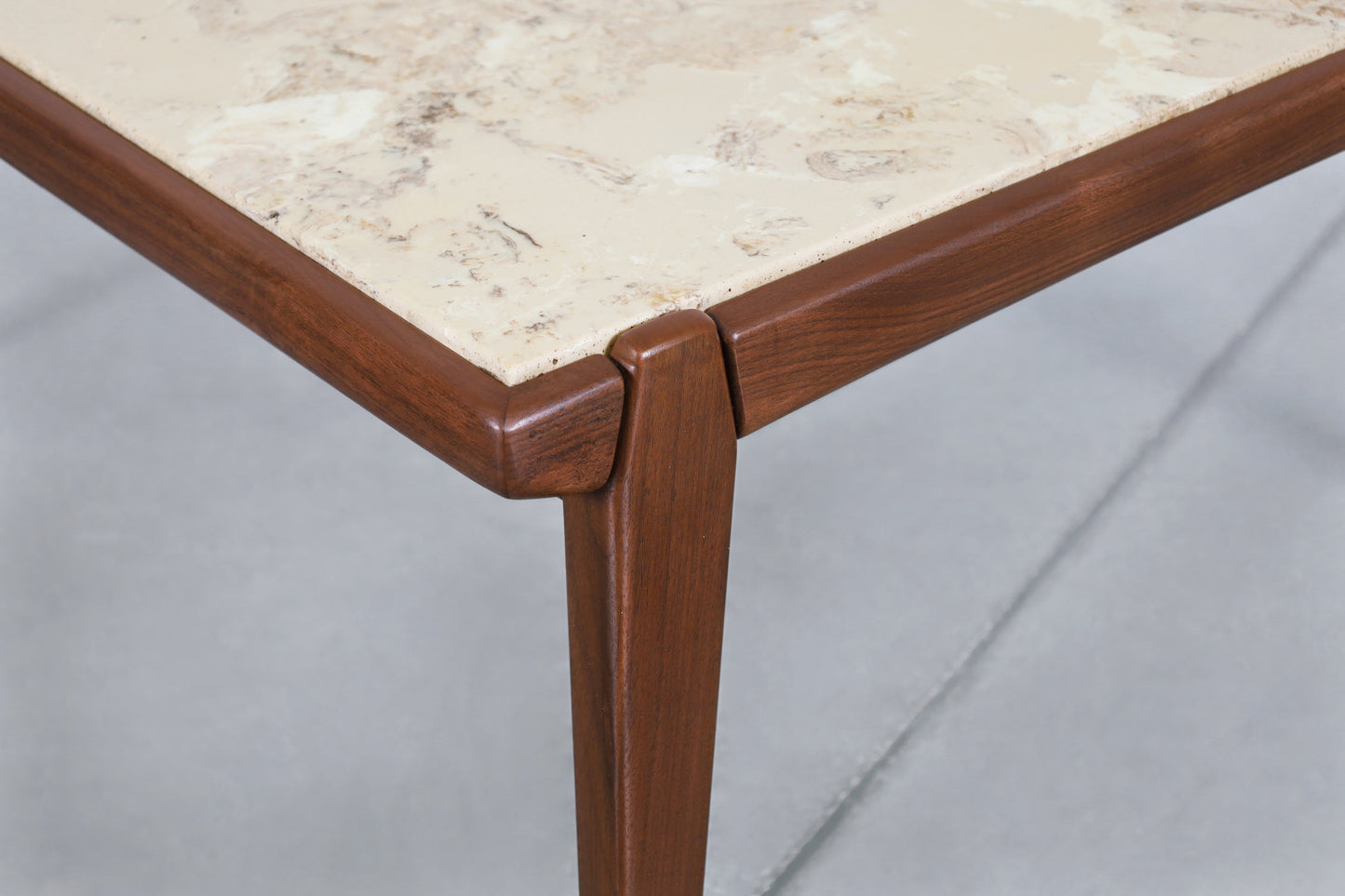Mid-Century Modern Walnut and Faux Marble Side Tables