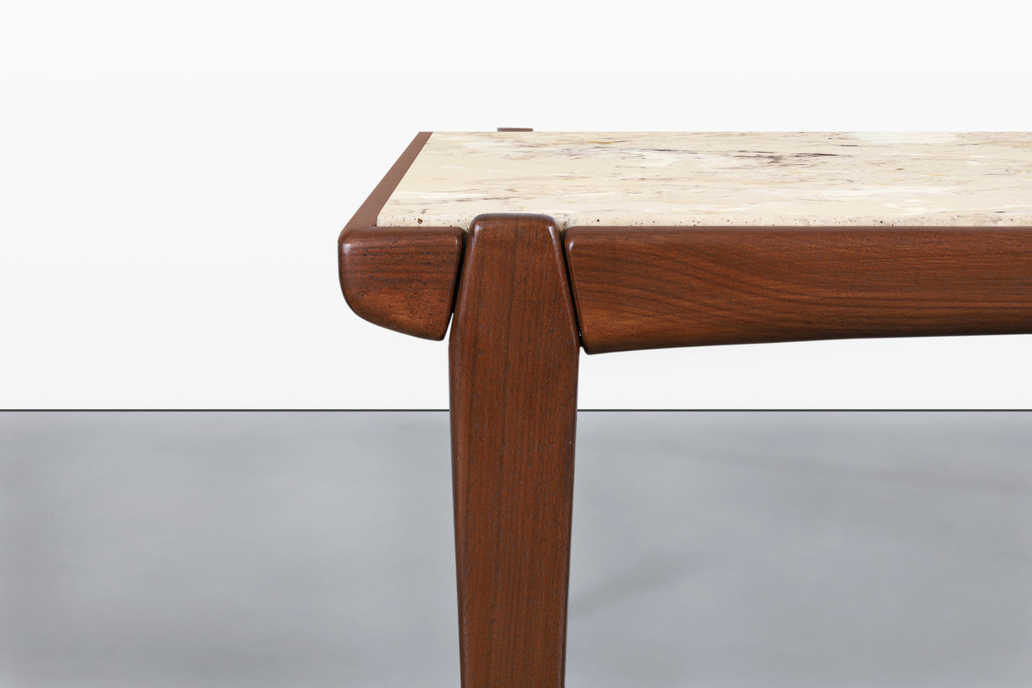 Mid-Century Modern Walnut and Faux Marble Side Tables