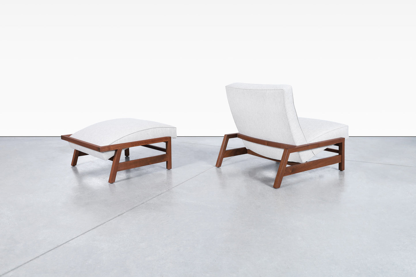 Mid-Century Walnut Lounge Chair and Ottoman Styled After Tobia Scarpa