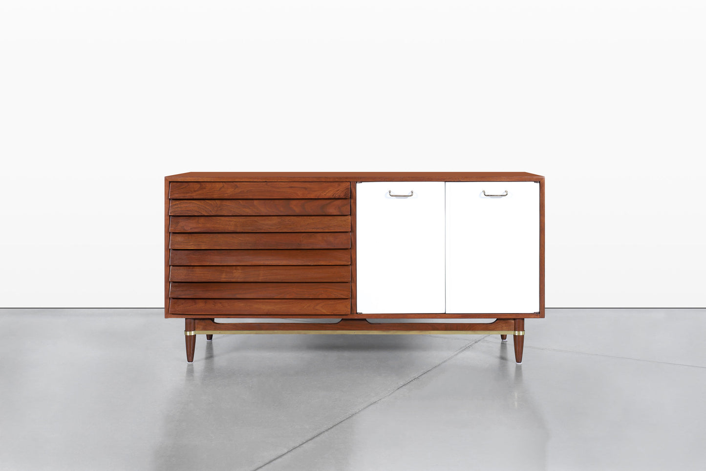 Mid-Century Walnut and Lacquer Credenza by American of Martinsville