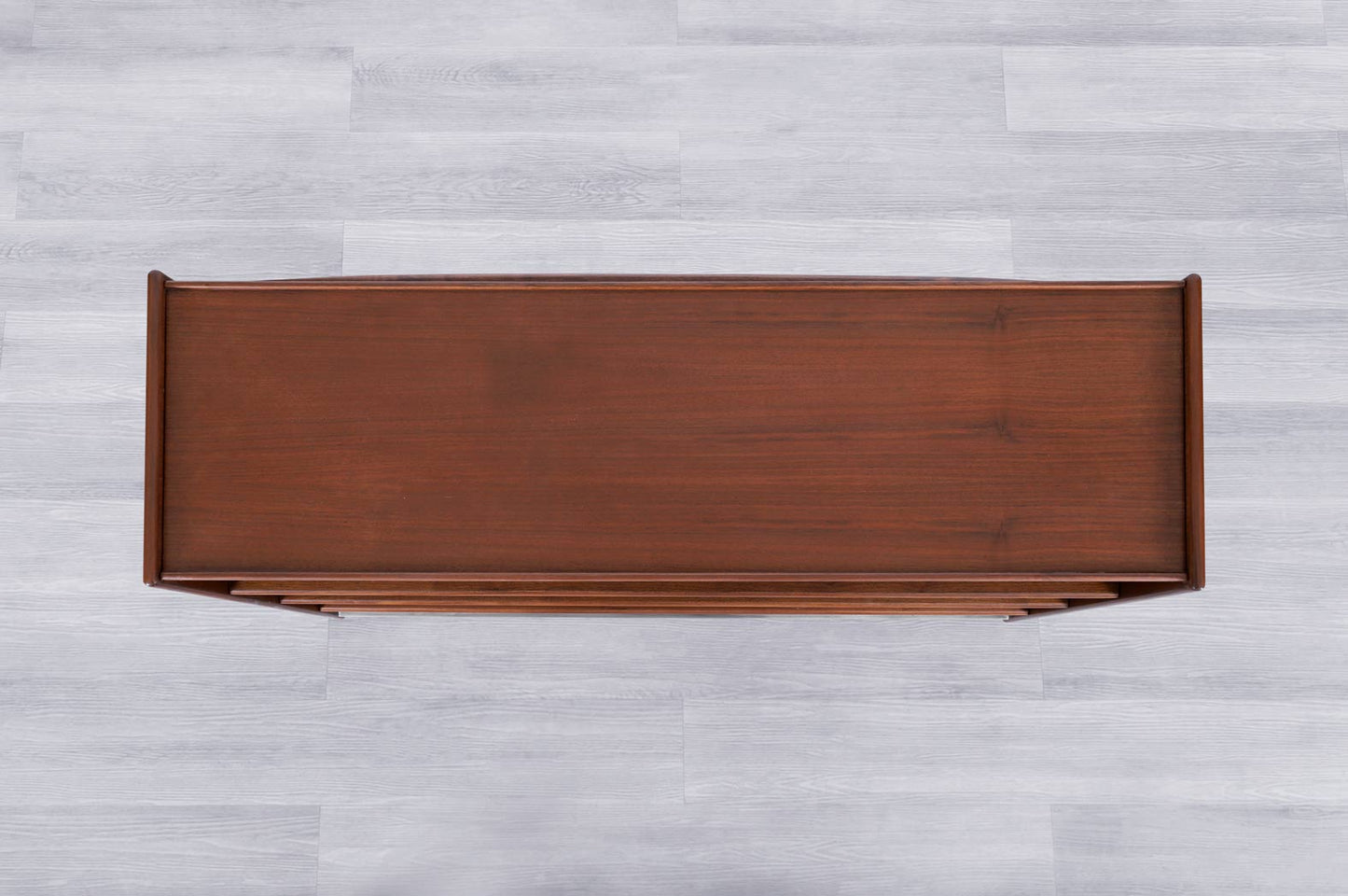 Mid-Century Modern Walnut Drop-Front Dry Bar Cabinet with Shelving