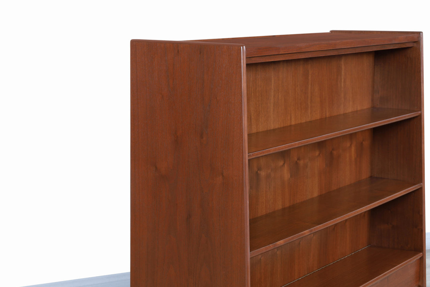 Mid-Century Modern Walnut Drop-Front Dry Bar Cabinet with Shelving