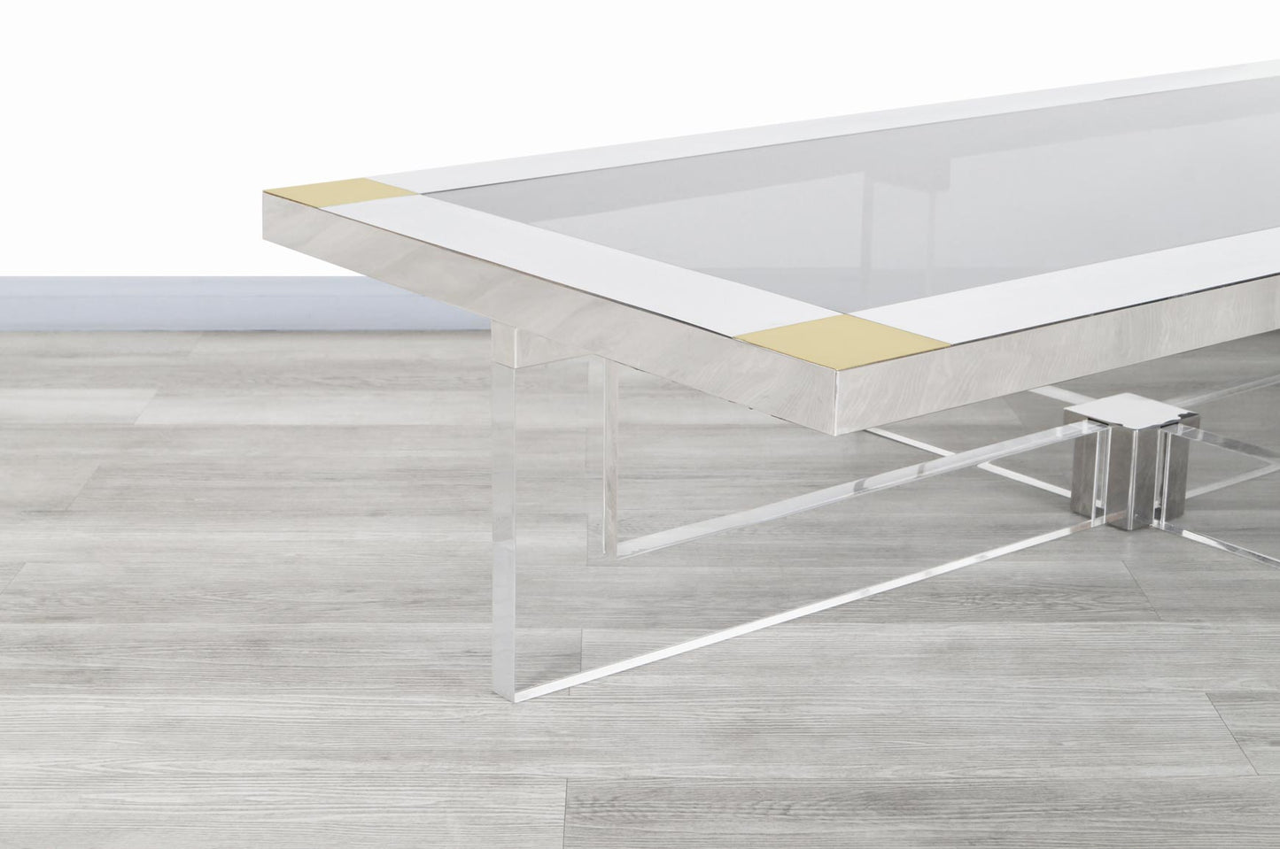 Monumental Italian Chrome and Lucite Coffee Table by Sandro Petti
