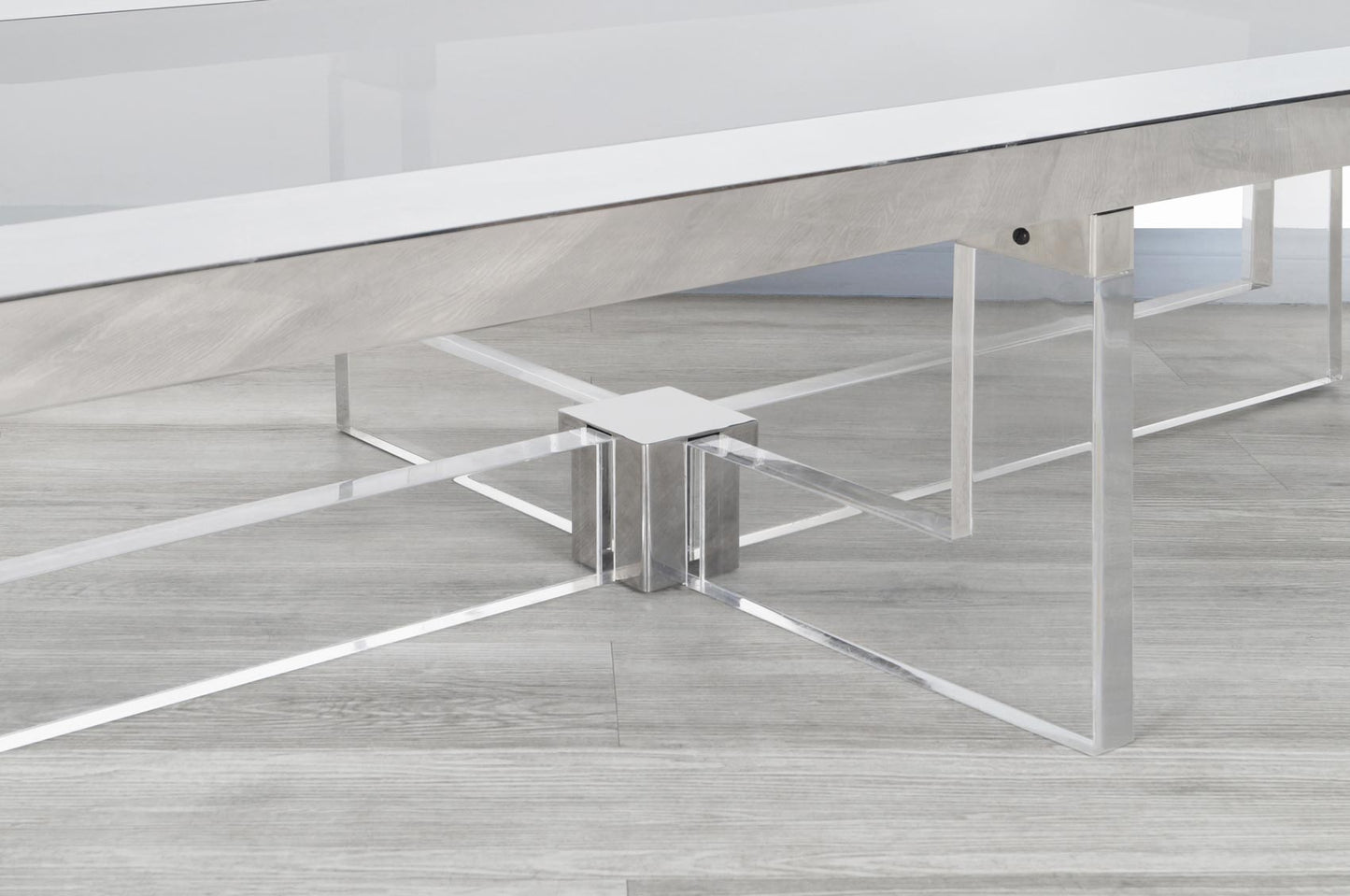 Monumental Italian Chrome and Lucite Coffee Table by Sandro Petti