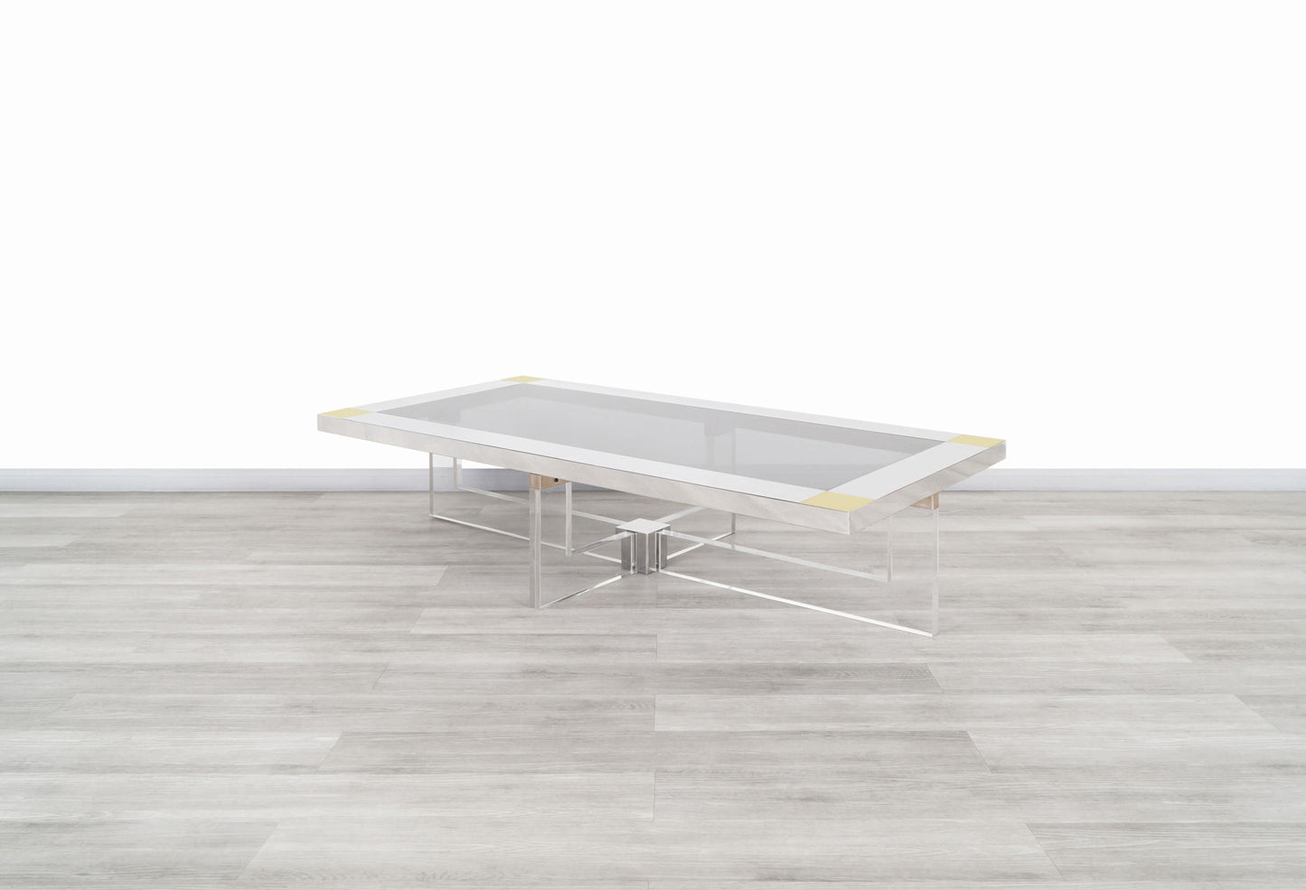 Monumental Italian Chrome and Lucite Coffee Table by Sandro Petti