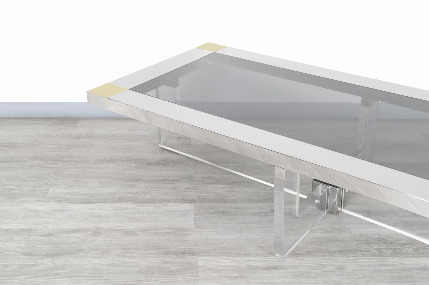 Monumental Italian Chrome and Lucite Coffee Table by Sandro Petti