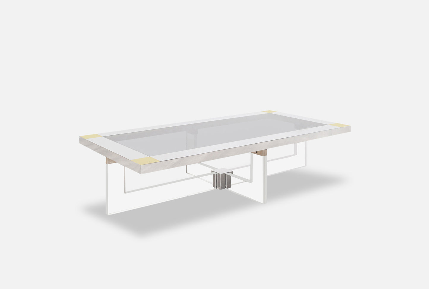 Monumental Italian Chrome and Lucite Coffee Table by Sandro Petti