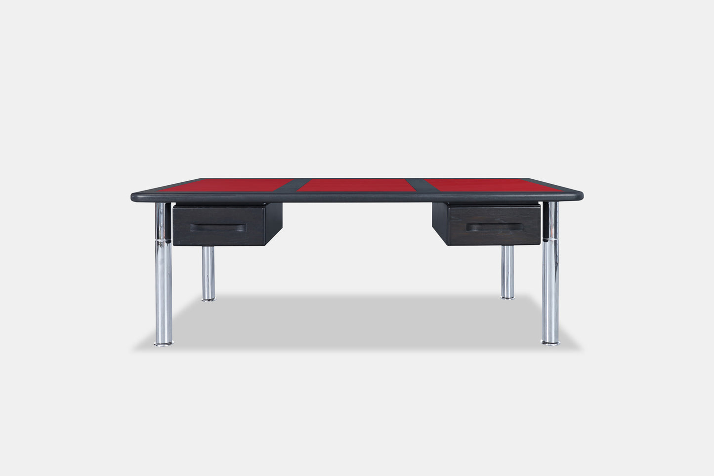 Monumental Ebony and Chrome Executive Desk