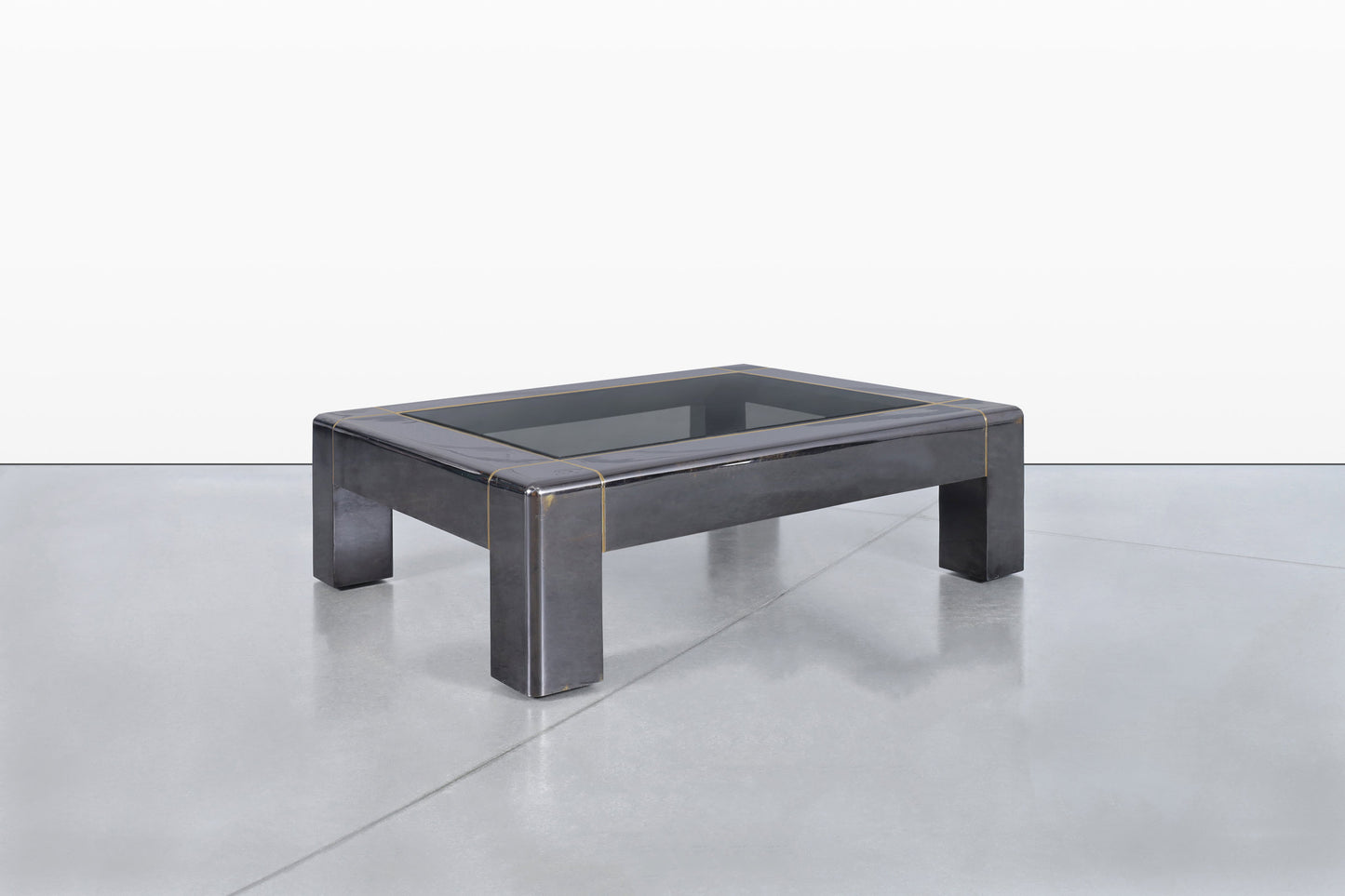 Monumental Gunmetal Coffee Table by Karl Springer