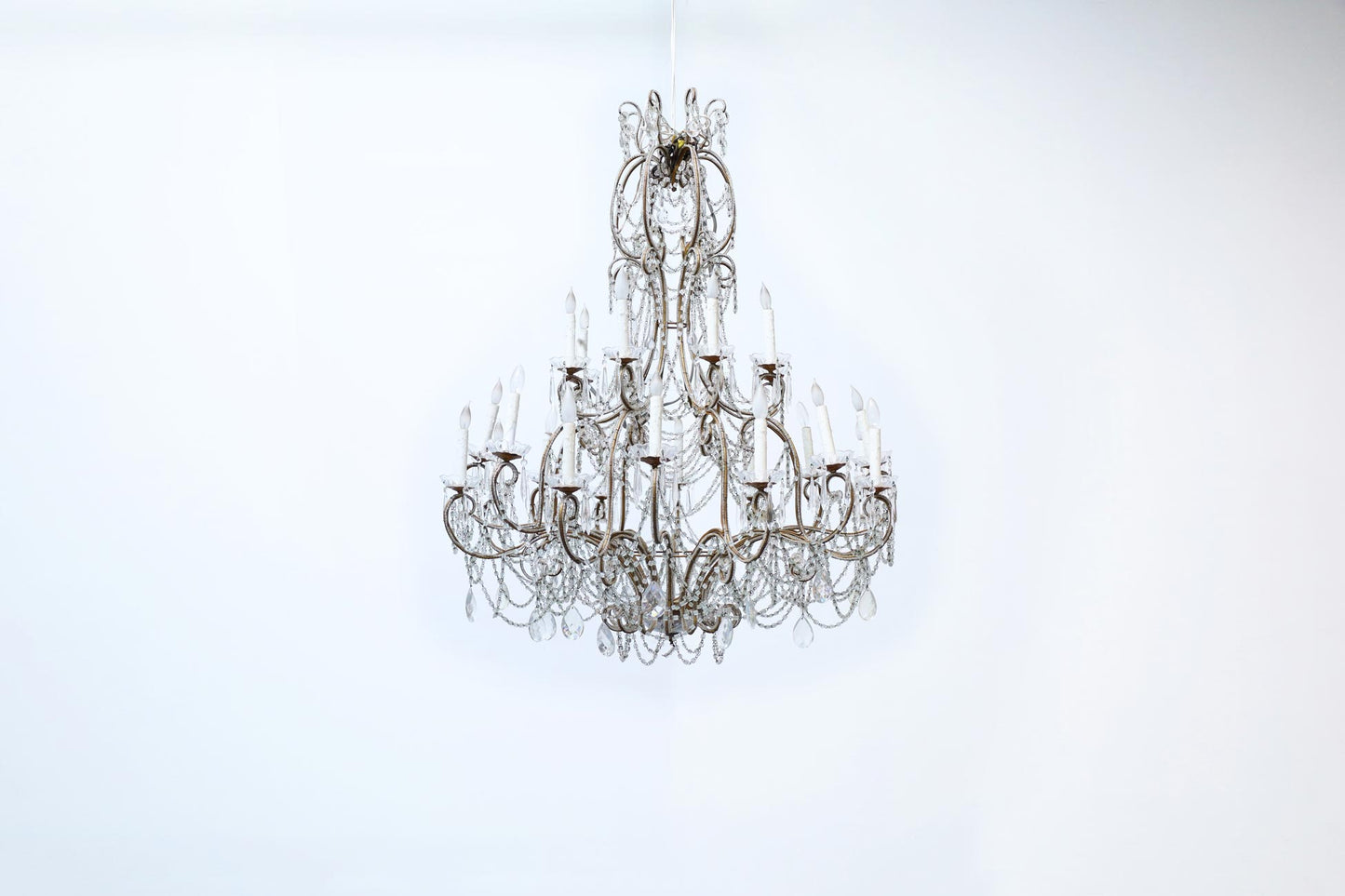Monumental Italian Crystal and Gilt Chandelier