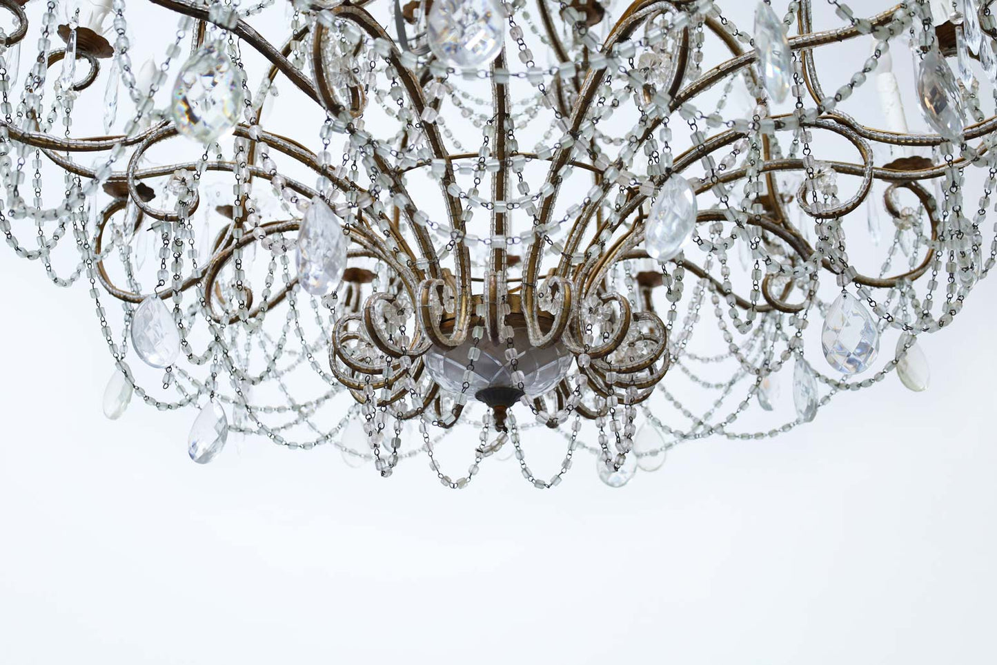 Monumental Italian Crystal and Gilt Chandelier