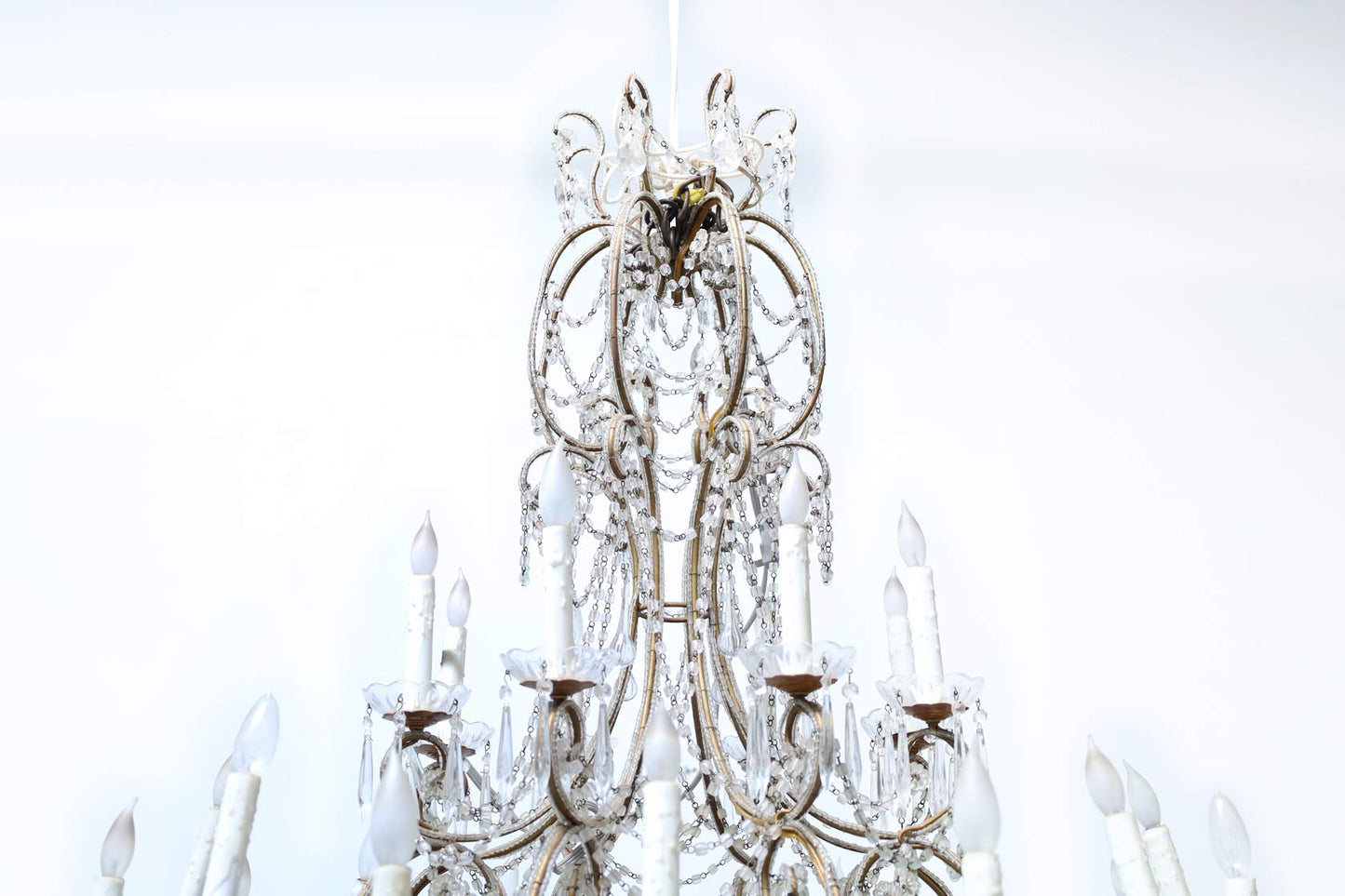 Monumental Italian Crystal and Gilt Chandelier