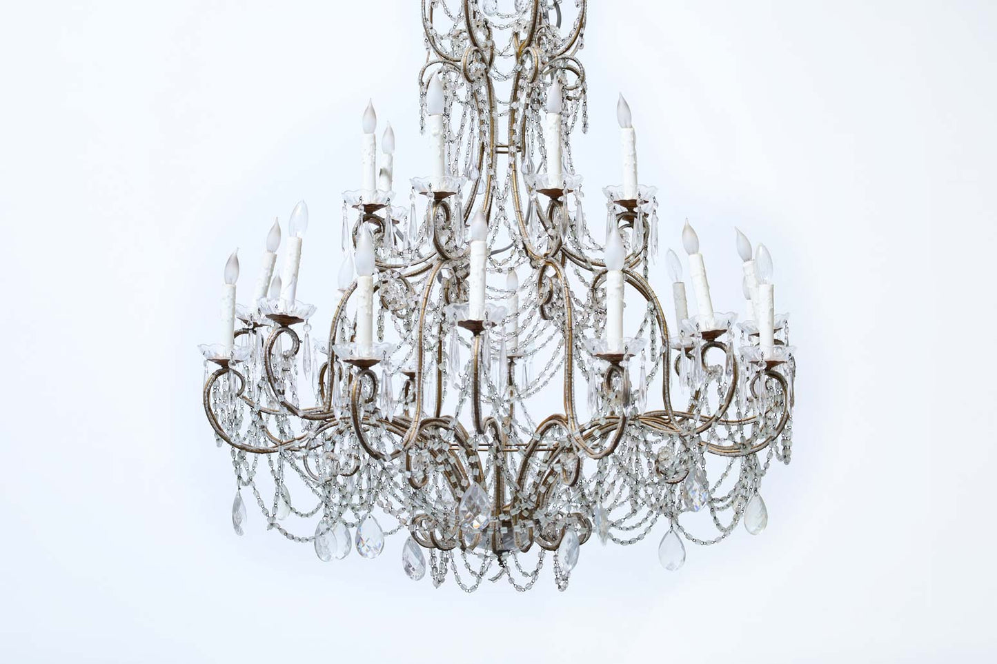 Monumental Italian Crystal and Gilt Chandelier