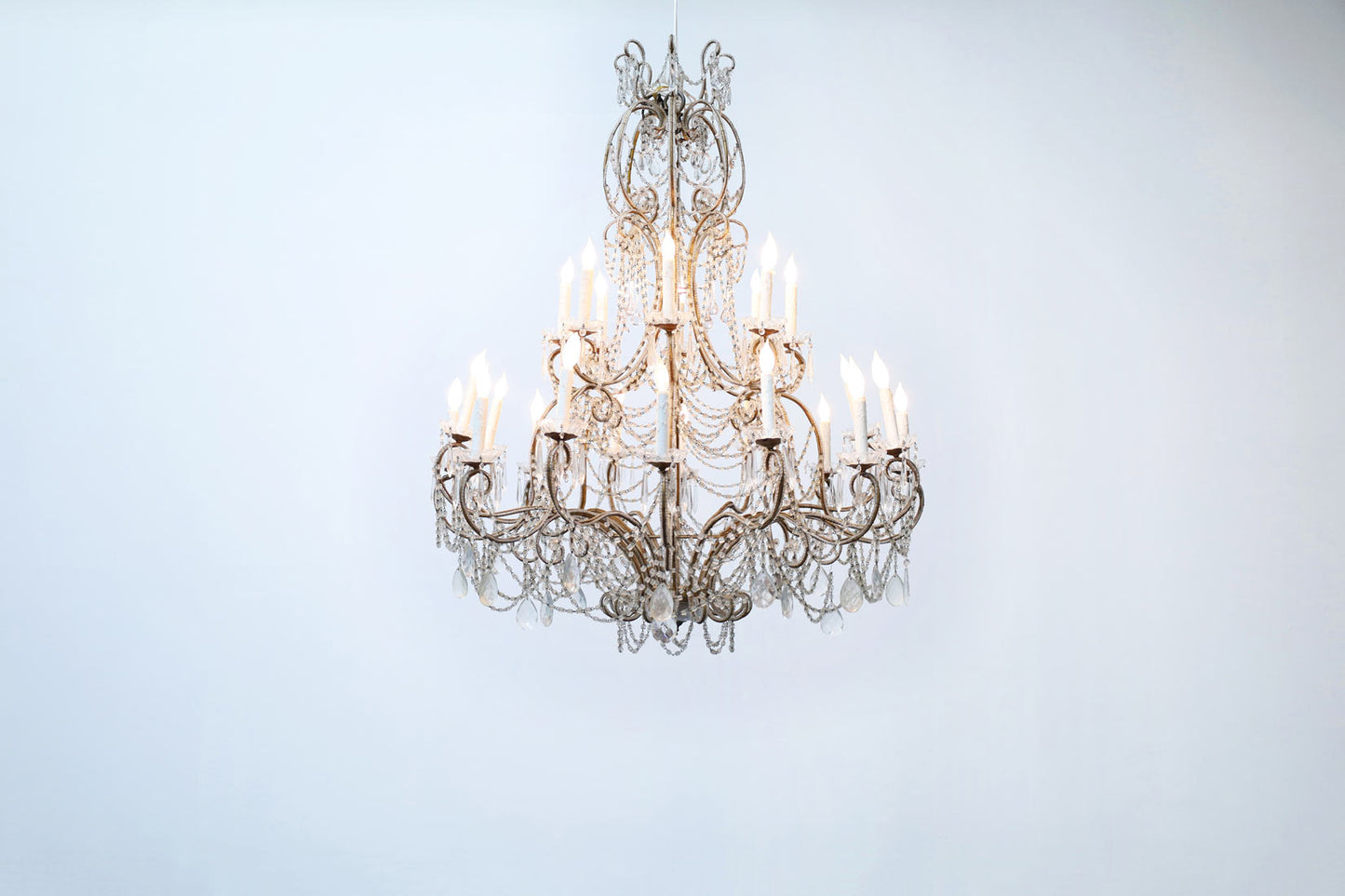 Monumental Italian Crystal and Gilt Chandelier