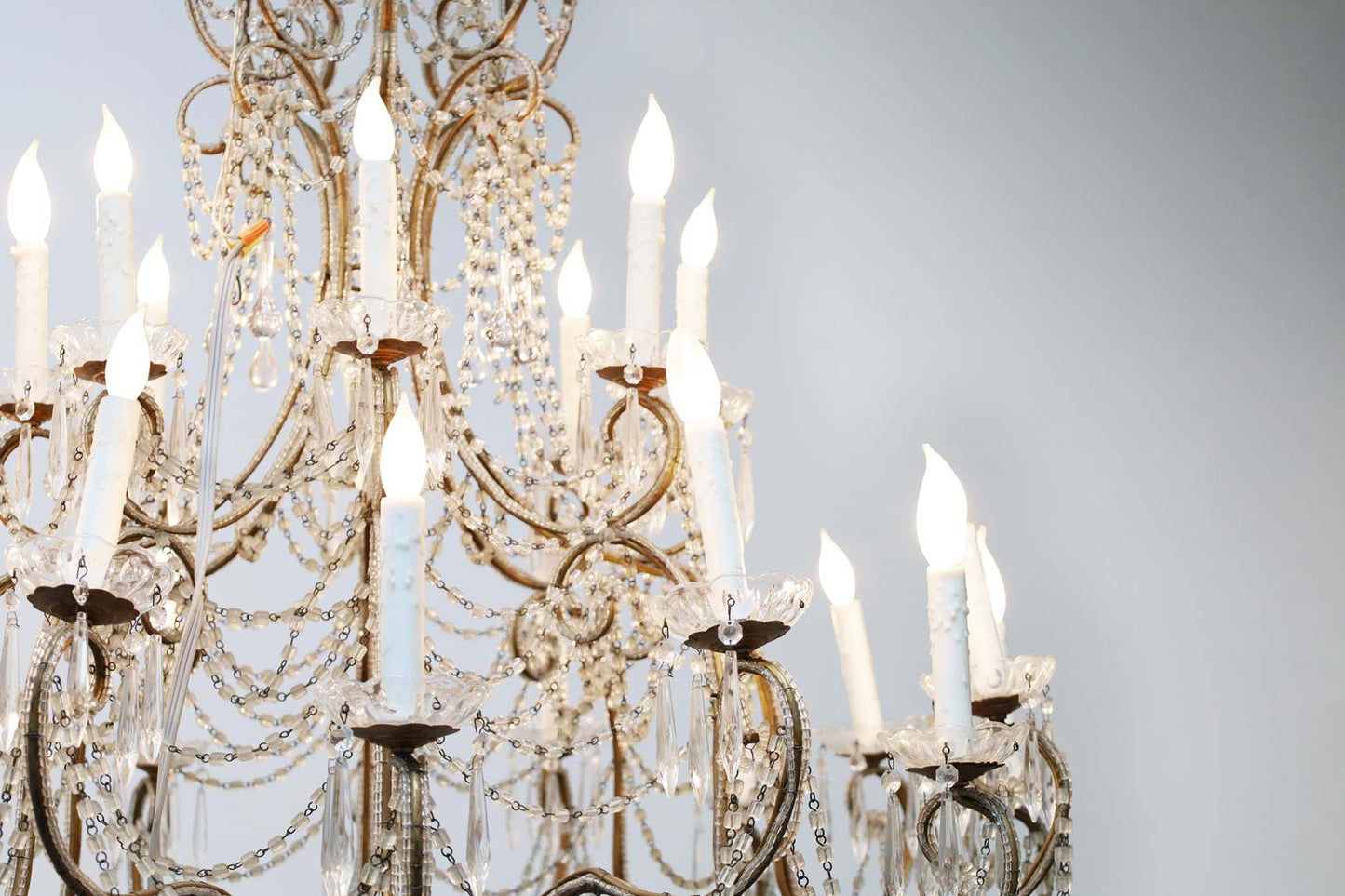 Monumental Italian Crystal and Gilt Chandelier