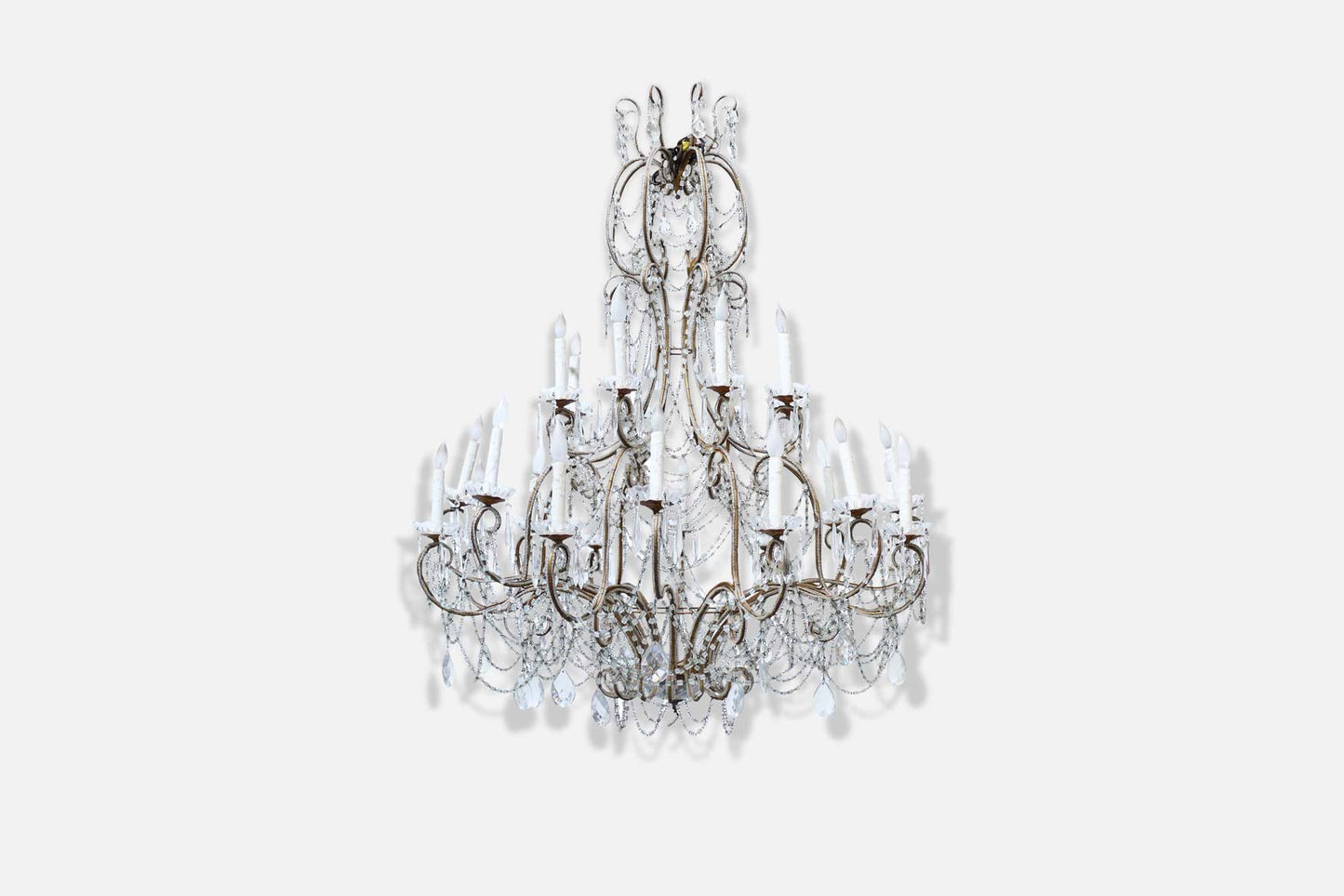 Monumental Italian Crystal and Gilt Chandelier