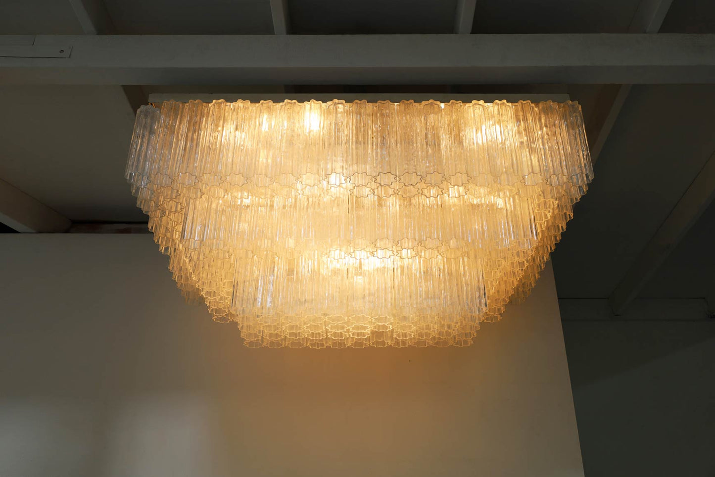 Monumental Italian Murano Glass "Tronchi" Chandelier by Venini