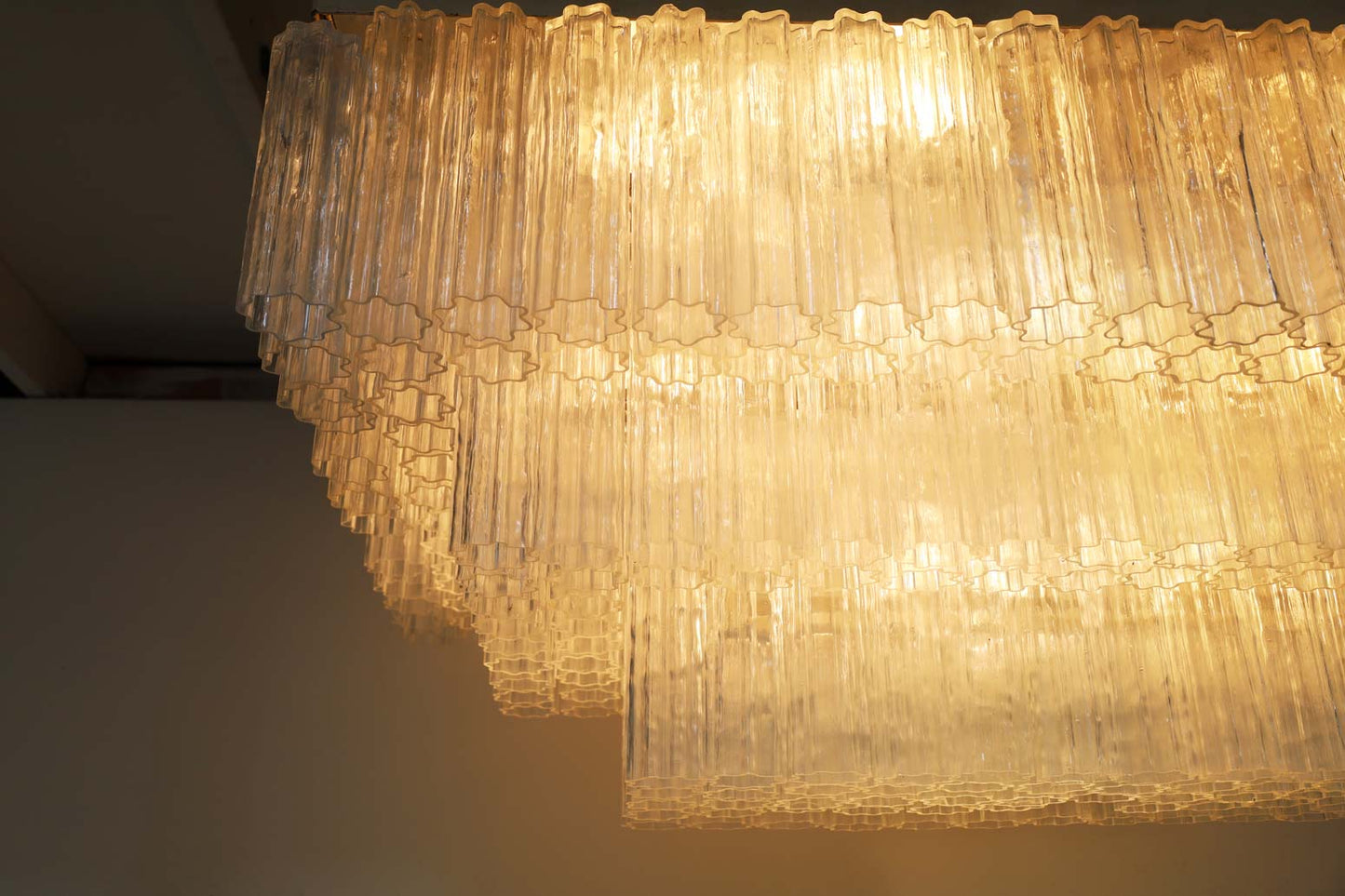 Monumental Italian Murano Glass "Tronchi" Chandelier by Venini